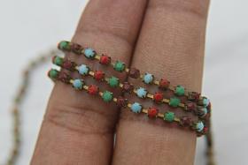 8 SS Rhinestone Chain Vintage Glass Pressed Chatons in opaque Multi Colored 2.5 mm 1/2/5/15 Meters boho chic blue, decoration, craft supply