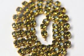 18ss Swarovski Rhinestone Chain in Khaki (4.2mm) 0.5/1/2/5 Meters Bridal Supplies, Jewelry Making, vintage findings, embroidery materials