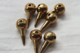 Solid Metal Drops, Spike Charms, in brass 22x10mm, 1.5mm Loop, 4/30 pieces vintage findings, jewlery making, art deco, premium supplies