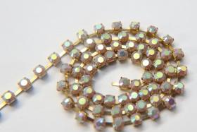 16 SS Rhinestone Chain Vintage Opaque Lavender AB (4mm) 1/2/5/15 Meters vintage findings, jewelry making, craft supplies embroidery material