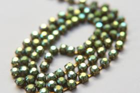 16 SS Rhinestone Chain Vintage Glass Peridot Aurore Boreale (4mm) 1/2/5/15 Meters  jewelry making, embroidery materials, vintage findings