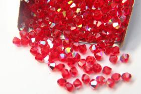 Swarovski (4mm) Light Siam AB Bicones rainbow beads 36/72/144/432/720 Pieces, PREMIUM rainbow beads, jewelry making, couture embellishments