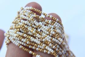 11/0 Hanks Charlotte Cut Beads IVORY Gold Patina 1/5/25/50/100 Hanks 2.0mm jewellery rare glass beads, jewelry supply, findings, craft