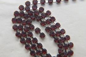 12 SS Rhinestone Chain Vintage Glass Amethyst Frosted in Brass Settings 3mm 1/2/5/15 Meters vintage findings, strass chains, craft supplies