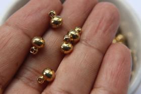 Round Solid Metal Drops, Ball drop Charms, in brass 6mm, 1.4mm Loop, 10/35/150 pieces jewelry findings, vintage jewelry parts