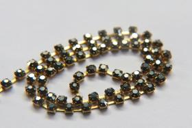 12SS Rhinestone Chain Vintage Machine cut Metallic Jet Hematite 3mm embroidery materials craft vintage findings, lace, strass chains