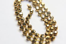12SS Rhinestone Chain Vintage Machine cut Metallic Aurum Gold 3mm embroidery materials craft vintage findings, lace, strass chains