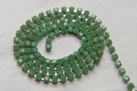 6SS Rhinestone Chain Vintage Glass Light Olive opaque 2mm 1/2/5/15 Meters embroidery materials, craft vintage findings, embellishments lace