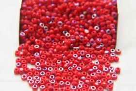 8/0 Charlotte Cut Beads Patina Light Red Opaque Aurore Boreale 10/20/50/250/500 Grams PREMIUM SEED Beads, jewelry supply, vintage findings