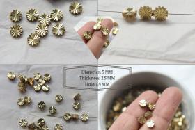 Solid Flower Metal Beads, Brass beads, in brass 10.5mm/5mm , 1.4mm Loop, Spacer Beads, Connector Beads, Two Hole Beads, Bracelets Beads