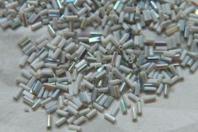 True Cuts Size 2 (2x4mm) Bugle Beads 5/10/20/50/250/500 Grams Chalkwhite Opaque Aurore Boreale loose tube beads