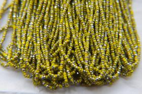 13/0 Charlotte Cut Beads Patina Opaque Yellow Silver 5/10/20/50/250/500 Grams glass beads, jewelry supply, findings, craft supply, premium