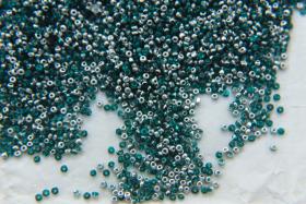 13/0 Charlotte Cut Beads Patina Transparent Teal Green Silver 5/10/20/50/250/500 Grams glass beads, jewelry supply, findings, craft supply