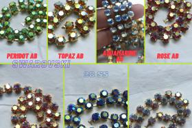 28ss Swarovski Rhinestone Chain in Aurore Boreale 7 COLORS (6mm) 0.5/1/2/5 Meters Brass Settings Bridal Supplies|Jewelry Making, wedding