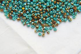 11/0 Charlotte true Cut Beads Opaque Patina Aqua Green Bronze Gold 10/20/50/250/500 Grams embroidery materials, jewelry making, rare beads