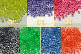 6/0 Charlotte Cut Beads in Neon Linings (14 Colors) 10/20/50/250/500 Grams frosted glass beads, jewelry supply, vintage findings, craft
