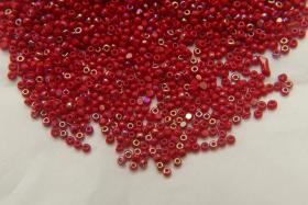 11/0 Charlotte Cut Beads Patina Opaque Cherry Red Aurore Boreale 10/20/50/250/500 Grams PREMIUM MATERIALS, Native supplies