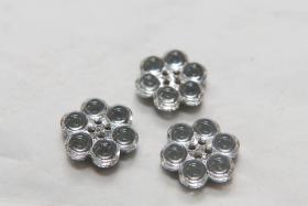 17 mm Vintage Swarovski Rare Foiled Flower Button 4 hole 2/6 pieces