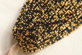 11/0 Hanks Charlotte true Cut Beads Jet Black Gold Patina 1/5/25/50/100 Hanks PREMIUM SEED Beads, vintage supplies