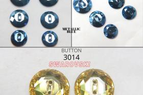 16 mm Vintage Swarovski Metallic Blue / Light Topaz Button 2 hole 3/6 pieces Article 3014