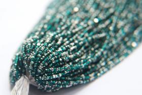 11/0 Hanks Charlotte Cut Beads Patina Transparent Teal Green Silver 1/5/25/50/100 Hanks PREMIUM SEED BEADS, Native Supplies