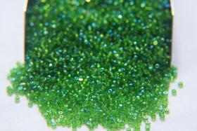 13/0 Charlotte Cut Beads Patina Transparent Light Emerald Aurore Boreale 5/10/20/50/250/500 Grams PREMIUM MATERIALS