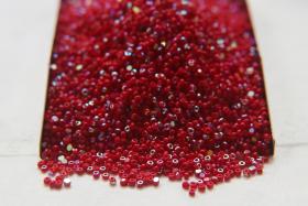 13/0 Charlotte Cut Beads Patina Opaque Red Coral Aurore Boreale 5/10/20/50/250/500 Grams craft supplies, jewelry making