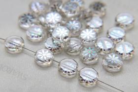 10mm SWAROVSKI Vintage Petals printed flat Crystal Beads in Crystal 2/4/24/72/144 Pieces PREMIUM Materials