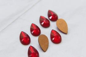Vintage German glass Pear 14x8 MM cabochons in Ruby 6 Pieces