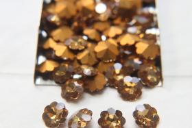 10mm Swarovski Vintage Flower Foiled Rhinestones in Light Colorado Topaz 2 pieces