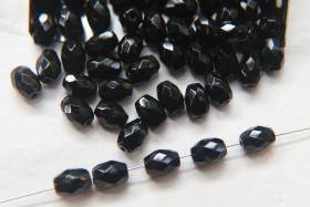 6x8 mm Jet Black Fire polished faceted Oval Glass beads 36/72/144/288 Pieces spacer beads, wholesale beads