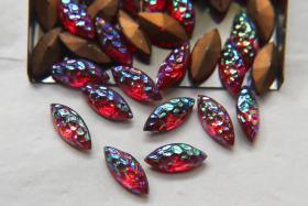15x7 mm Czech fancy Navette fancy Siam Iridescent foiled 6/24 Pieces Jewery making stones gemstones, fancy opal stones