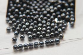Czech Vintage Pearls 4mm Round in Jet Hematite 50/250/500 Pieces Jewelry making beads