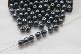 Czech Vintage Pearls 5mm Round in Jet Hematite 50/250/500 Pieces Jewelry making beads