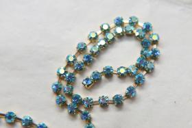 12SS Swarovski Vintage Rhinestone Chain in Aquamarine AB 3mm 0.5/1/2/5 Meters Wedding Bridal Supplies|Jewelry Making|Decoration, vintage