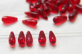 Siam 13X6 MM Czech Smooth Vintage Glass Drops 36/144/288 Pieces Faceted Glass Drops, Vintage Glass Beads, Glass Drops