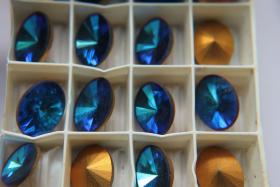18x13 mm Vintage Swarovski Oval Bermuda Blue V 2/6 Pieces gemstones opal, jewlery making, color zirconium