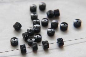 Vintage Jet Corrugate Rondelles of Swarovski Crystals 6x4mm 12/36/72/144 Pieces, vintage findings