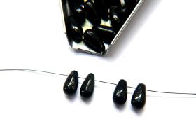 Jet 11X5 MM Czech Smooth Vintage Glass Drops 36/144/288 Pieces Faceted Glass Drops, Vintage Glass Beads, Glass Drops