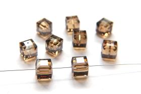 Swarovski 5601 Vintage Cube Bead in Crystal Light Smoked Topaz Satin 10mm 2/6/12/36 Pieces