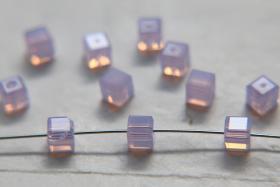 Swarovski 5601 Vintage Cube Bead in Violet Opal/Jet4mm 2/6/12/36 Pieces