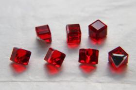 6MM Vintage Swarovski crystal stones in cut corner cube fancy stone 4841 Austrian lead crystal rhinestones in Light Siam/Aquamarine