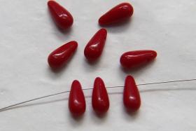 Dark Red Coral 13X6 MM Czech Smooth Vintage Glass Drops 36/144/288 Pieces Faceted Glass Drops, Vintage Glass Beads, Glass Drops