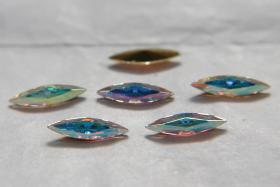 15x4mm Swarovski Crystal Aurore Boreale Marquise, New Vintage Pointy Back Navette 4200 crystals, gold foil 6/24 Pieces Jewery making stones