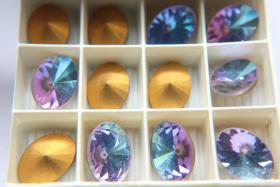 18x13 mm Vintage Swarovski Oval Vitrail Light V 2/6 Pieces gemstones opal, jewlery making, color zirconium