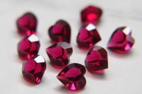Swarovski Vintage Heart Rhinestones - 11X10.5 mm in Ruby unfoiled 12/24/48 Pieces fancy stones, jewelry making