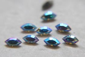 6X3 mm Czech fancy Navette fancy Crystal Aurore Boreale foiled 36/72/144/288 Pieces Jewery making stones gemstones, fancy opal stones