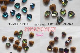 Swarovski Vintage Heart Rhinestones - 5.5x5 mm in (3 Colours) Gold foiled 6/12/36/72/144 Pieces fancy stones, jewelry making