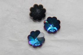 14mm Swarovski Vintage Flower Foiled Flat Back Rhinestones in Bermuda Blue 2/6/12/36/72 pieces Vintage findings, jewellery parts