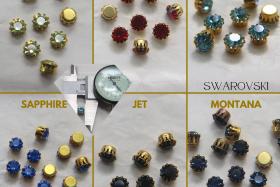 Swarovski 30ss Vintage Crown Prong Settings in (6 Colours) 12/24/100/500 Pieces jewelry supplies, strass embellishments, vintage rare